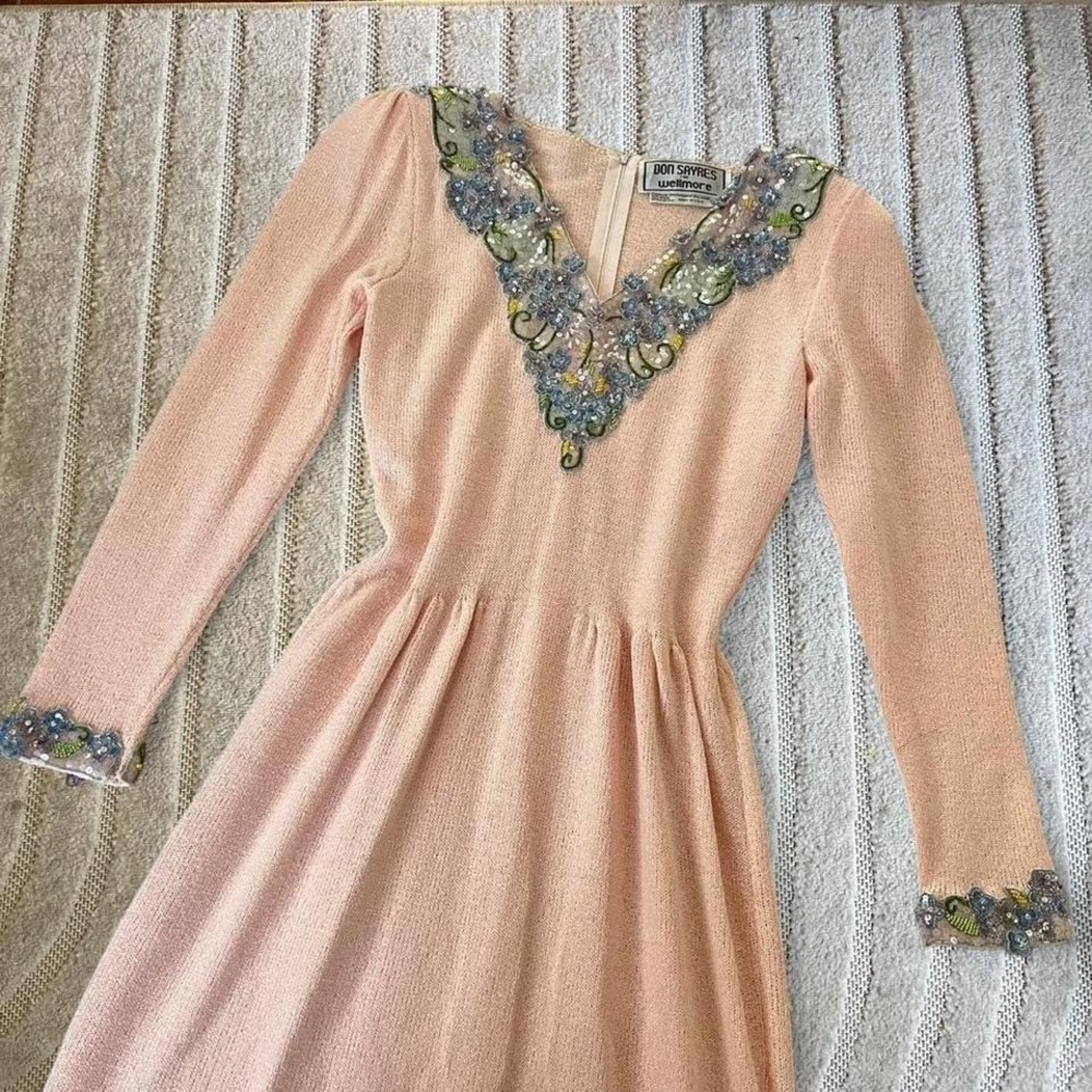 VTG 80s Don Sandler Wellmore Neiman Marcus pink sequin dress Size 6 Formal Party